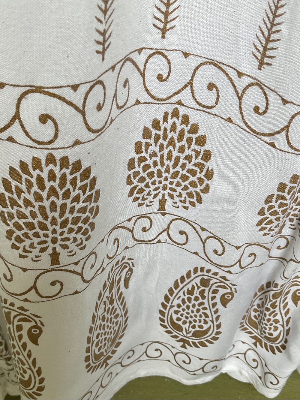 White Maxi Dress with Metallic Gold Accents - Picture 3 of 5